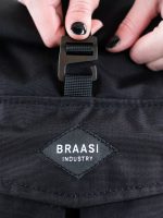 Close-up of the Braasi Levo with a classy laser-cut steel hook made in our factory.