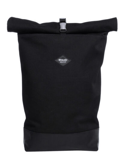 Simplistic Urban rolltop backpack made out of cotton canvas and Italian leather with water resistant lining.