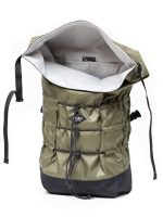 Braasis khaki Mika backpack with white inner lining and two practical inside pockets