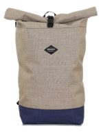 The dessert Rolltop Braasi backpack made from Cordura with a navy blue bottom