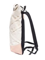 Braasi Henry backpack made out of natural color canvas and nude leather with cotton net