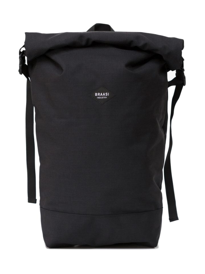 Braasi Basic Side backpack with water resistant lining and a rolltop with closing to the sides.