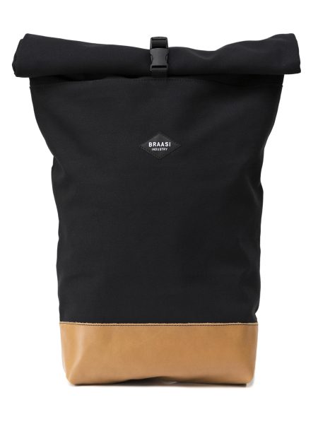 Černý bavlněný batoh Nico od značky Braasi Industry vyrobený v Praze