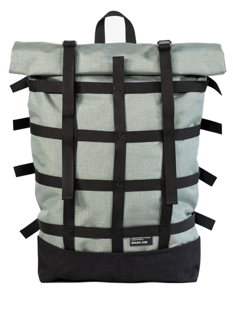 Braasi Webbing water resistant backpack in grey color with black webbing