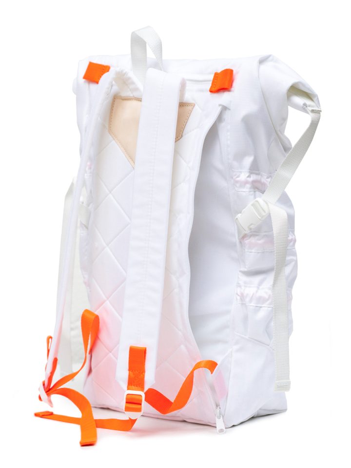 Braasis white futuristic Mika model with bright orange straps