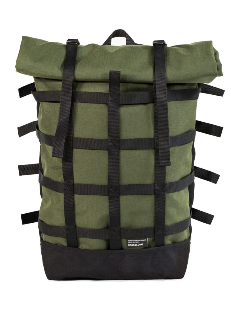 Braasi Webbing water resistant backpack in desert color with black webbing