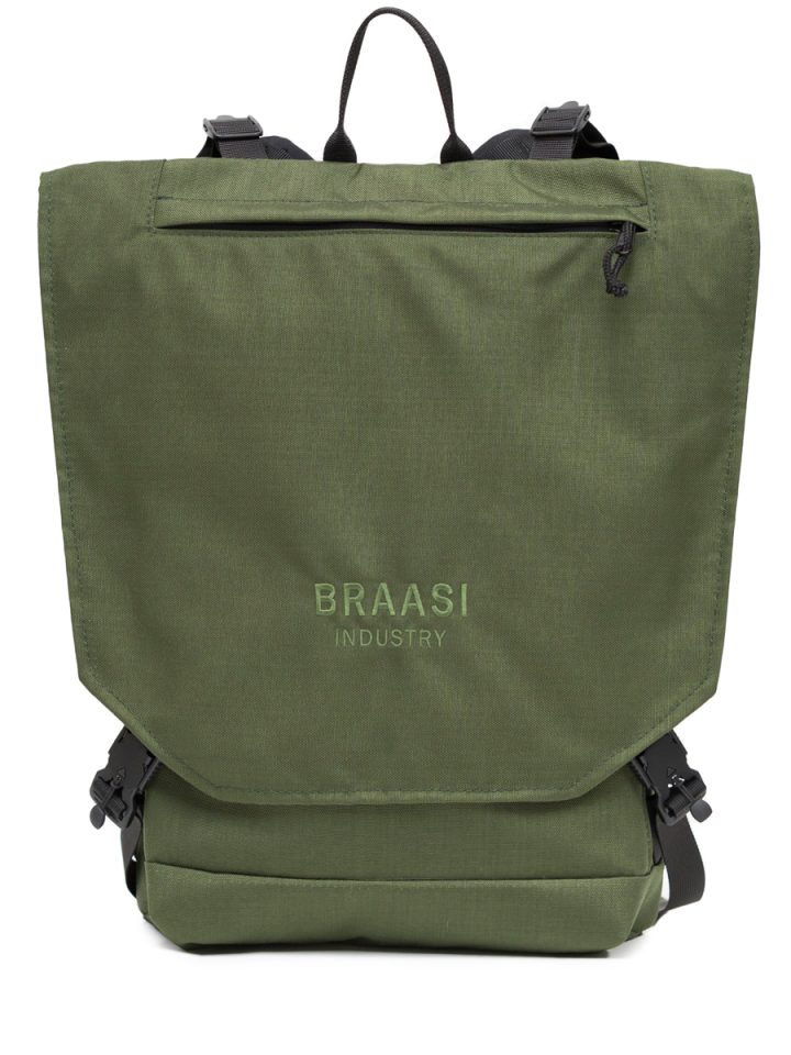 The Braasi Klopista backpack in navy green with a flap, fidlock buckles and zipped pocket.