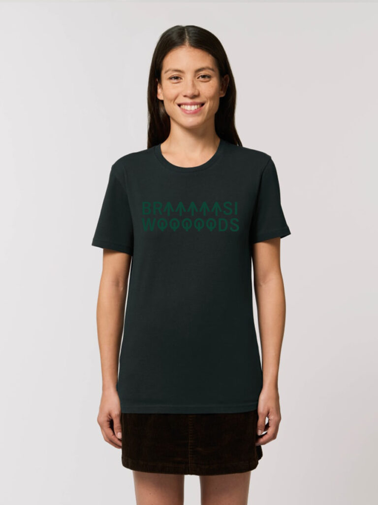 Dámské tričko v černé barvě se zeleným nápisem Braasi Woods